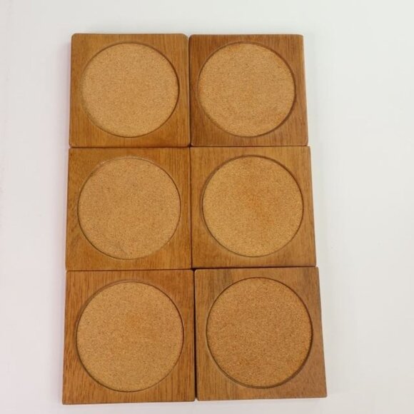 Apple Drink Coaster Set Wood Holder Leaf Design Country Core Farmhouse - Picture 8 of 12